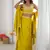 Stylish Yellow Sequins Crepe Indo-Western Drape Lehenga Set With Shrug