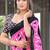 Pink ikkat print mulmul cotton saree with blouse.