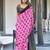 Pink ikkat print mulmul cotton saree with blouse.