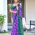 Purple ikkat print mulmul cotton saree with blouse.