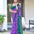 Purple ikkat print mulmul cotton saree with blouse.