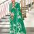 Green floral print mulmul cotton saree with blouse.