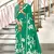 Green floral print mulmul cotton saree with blouse.
