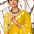 Mustard floral print mulmul cotton saree with blouse.