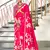 Pink floral print mulmul cotton saree with blouse.