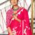 Pink floral print mulmul cotton saree with blouse.