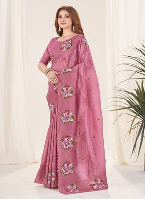 Megnja Color Thread Work art silk saree 2