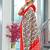 Red ikkat print mulmul cotton saree with blouse.