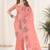 Peach Color Thread Work Silk Saree