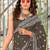 Brown floral print mulmul cotton saree with blouse.