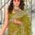 Green floral print mulmul cotton saree with blouse.