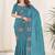 Teal Color Thread Work Silk Saree
