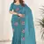 Teal Color Thread Work art silk saree