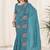 Teal Color Thread Work Silk Saree