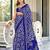 Blue floral print mulmul cotton saree with blouse.