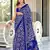 Blue floral print mulmul cotton saree with blouse.