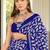 Blue floral print mulmul cotton saree with blouse.