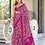 Pink floral print mulmul cotton saree with blouse.