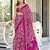 Pink floral print mulmul cotton saree with blouse.