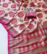 Rani Pink Color  Digital Printing With Original Mirror Work Dola Silk Saree 