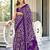 Purple floral print mulmul cotton saree with blouse.