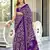 Purple floral print mulmul cotton saree with blouse.