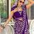 Purple floral print mulmul cotton saree with blouse.