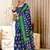 Blue floral print mulmul cotton saree with blouse.