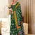 Green floral print mulmul cotton saree with blouse.
