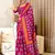 Pink floral print mulmul cotton saree with blouse.