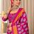 Pink floral print mulmul cotton saree with blouse.