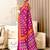 Pink floral print mulmul cotton saree with blouse.
