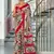 Red ikkat print mulmul cotton saree with blouse.