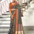 Black paisley print mulmul cotton saree with blouse.