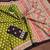 Green floral print mulmul cotton saree with blouse.