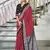 Maroon floral print mulmul cotton saree with blouse.