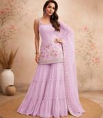 Pink faux georgette  sharara salwar suit collection un stitched