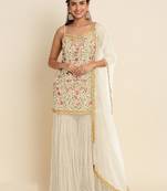 Beige faux georgette  sharara salwar suit collection un stitched