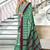 Green ikkat print mulmul cotton saree with blouse.