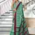 Green ikkat print mulmul cotton saree with blouse.