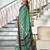 Green ikkat print mulmul cotton saree with blouse.