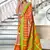 Orange ikkat print mulmul cotton saree with blouse.