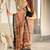 Brown ikkat print mulmul cotton saree with blouse.