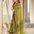 Green ikkat print mulmul cotton saree with blouse.