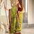 Green ikkat print mulmul cotton saree with blouse.