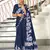 Blue floral print mulmul cotton saree with blouse.