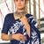 Blue floral print mulmul cotton saree with blouse.