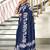 Blue floral print mulmul cotton saree with blouse.