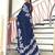 Blue floral print mulmul cotton saree with blouse.