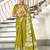 Green floral print mulmul cotton saree with blouse.